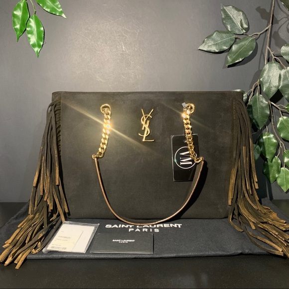 Yves Saint Laurent Handbags - YVES SAINT LAURENT • FRINGE SUEDE TOTE